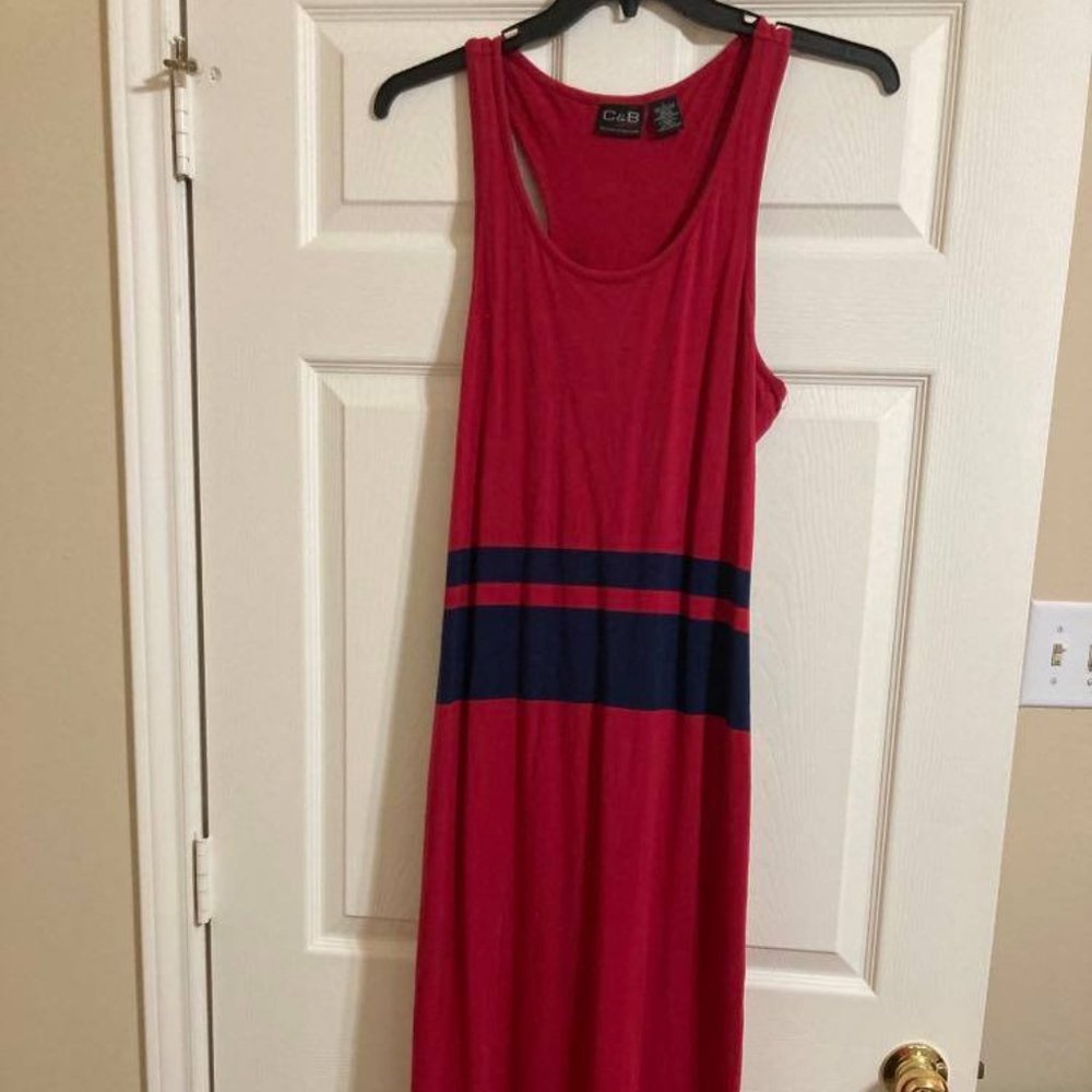 Red and Navy Racer Back Maxi Dress